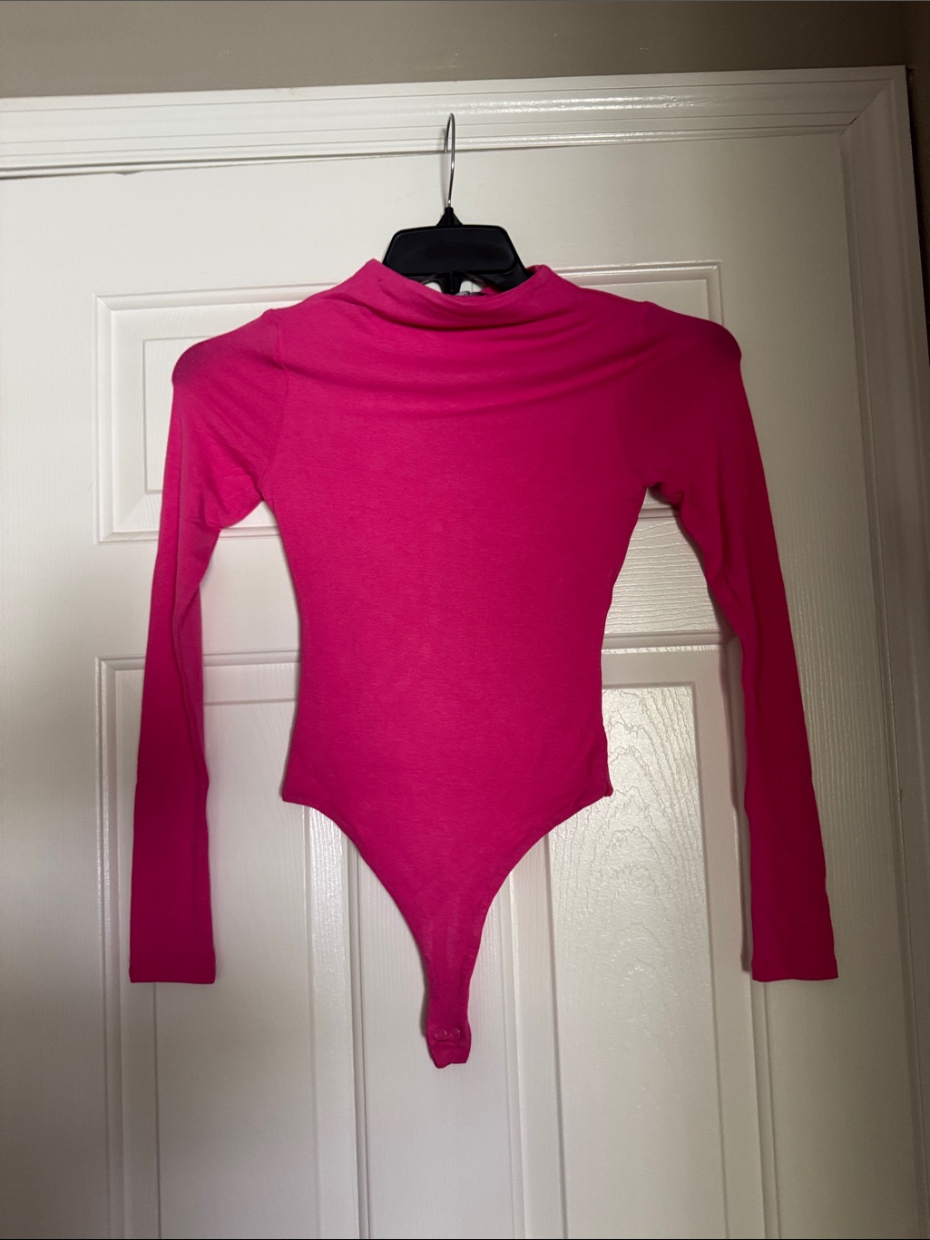 Naked Wardrobe Hot Pink Long Sleeve Bodysuit